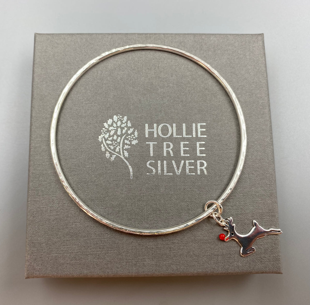 Dimple Stacker Sterling silver Christmas reindeer dimple stacker bangle – Hollie Tree
