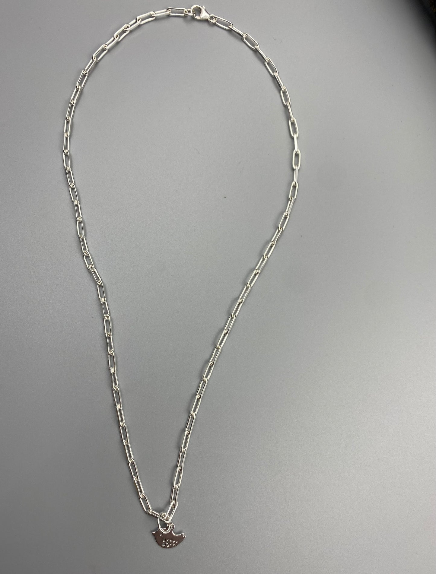 Bird charm trace chain necklace in Sterling Silver