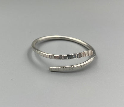 Sterling silver linear texture wrap ring