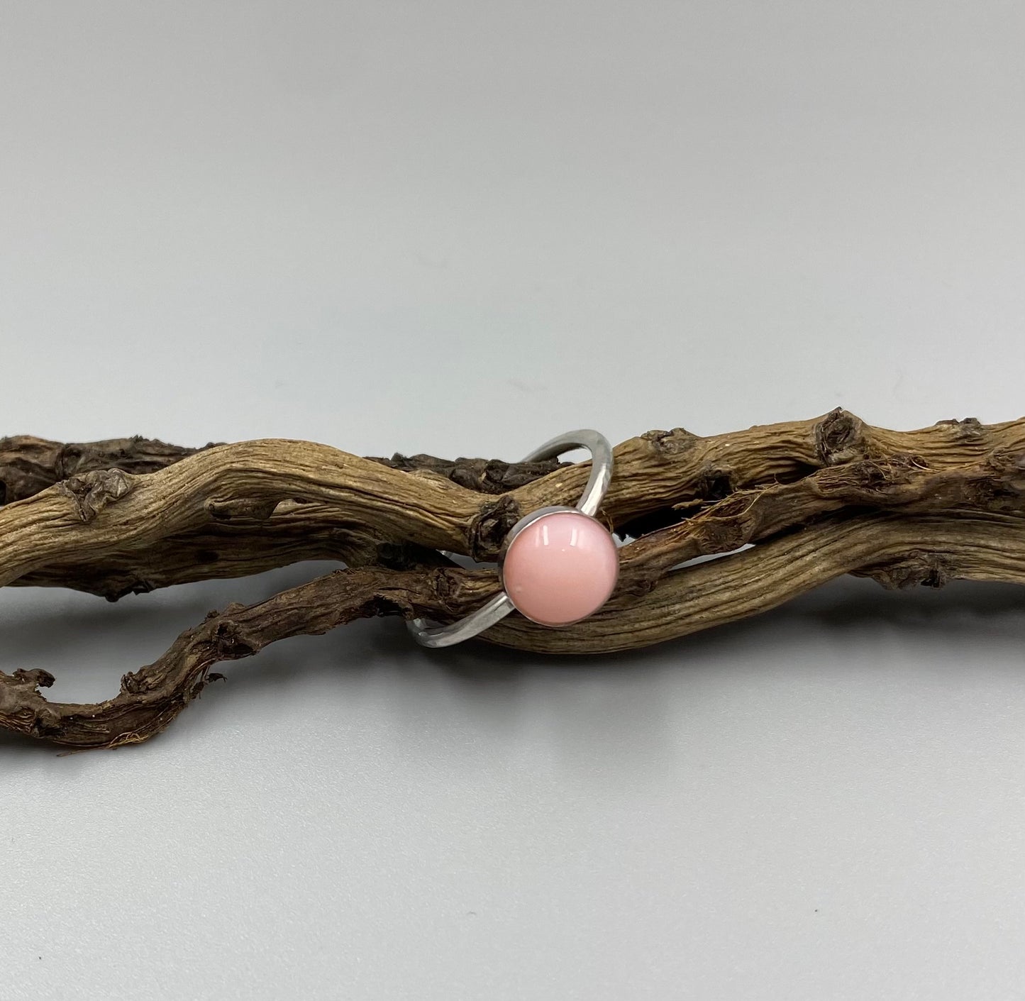 Sterling silver pink opal ring