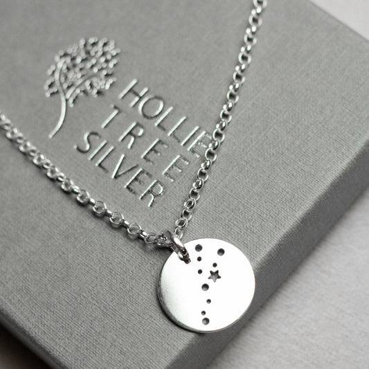 Taurus Star Sign Constellation necklace in Sterling Silver