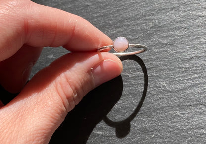 Mini pink opal 6mm ring in Sterling Silver