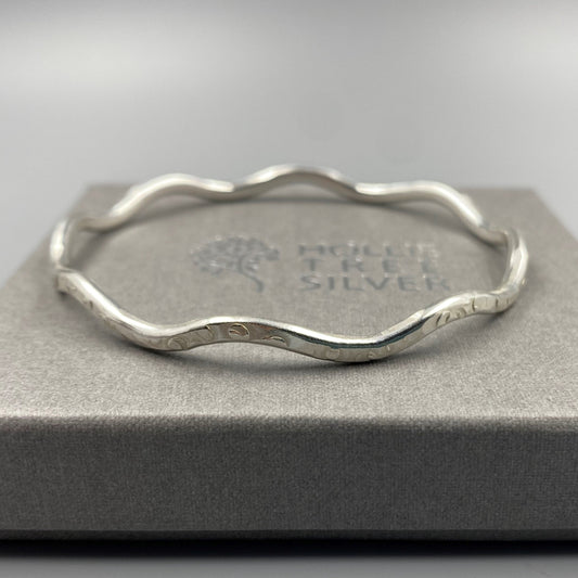 3mm chunky wave bangle in Sterling Silver